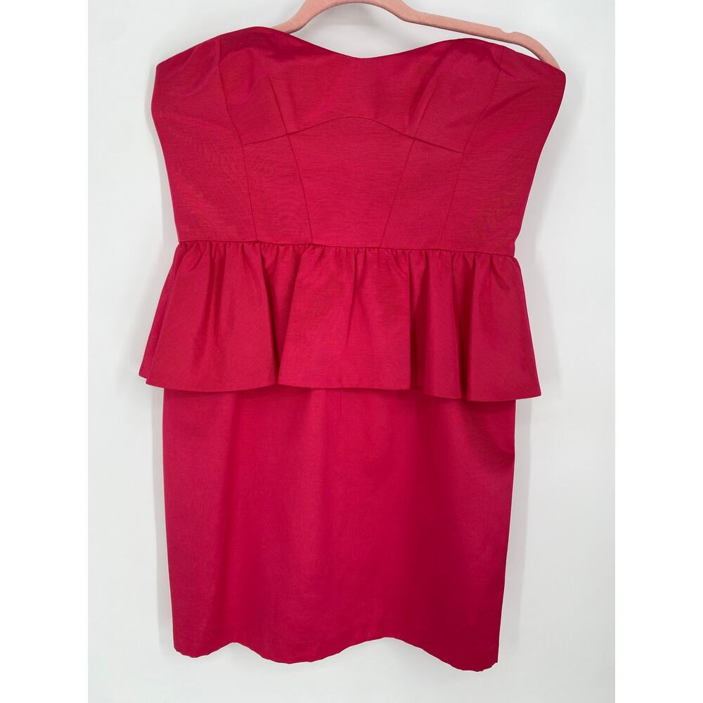 Vintage Prom Dress 8 Pink 80’s 90’sStrapless Peplum Cocktail Retro